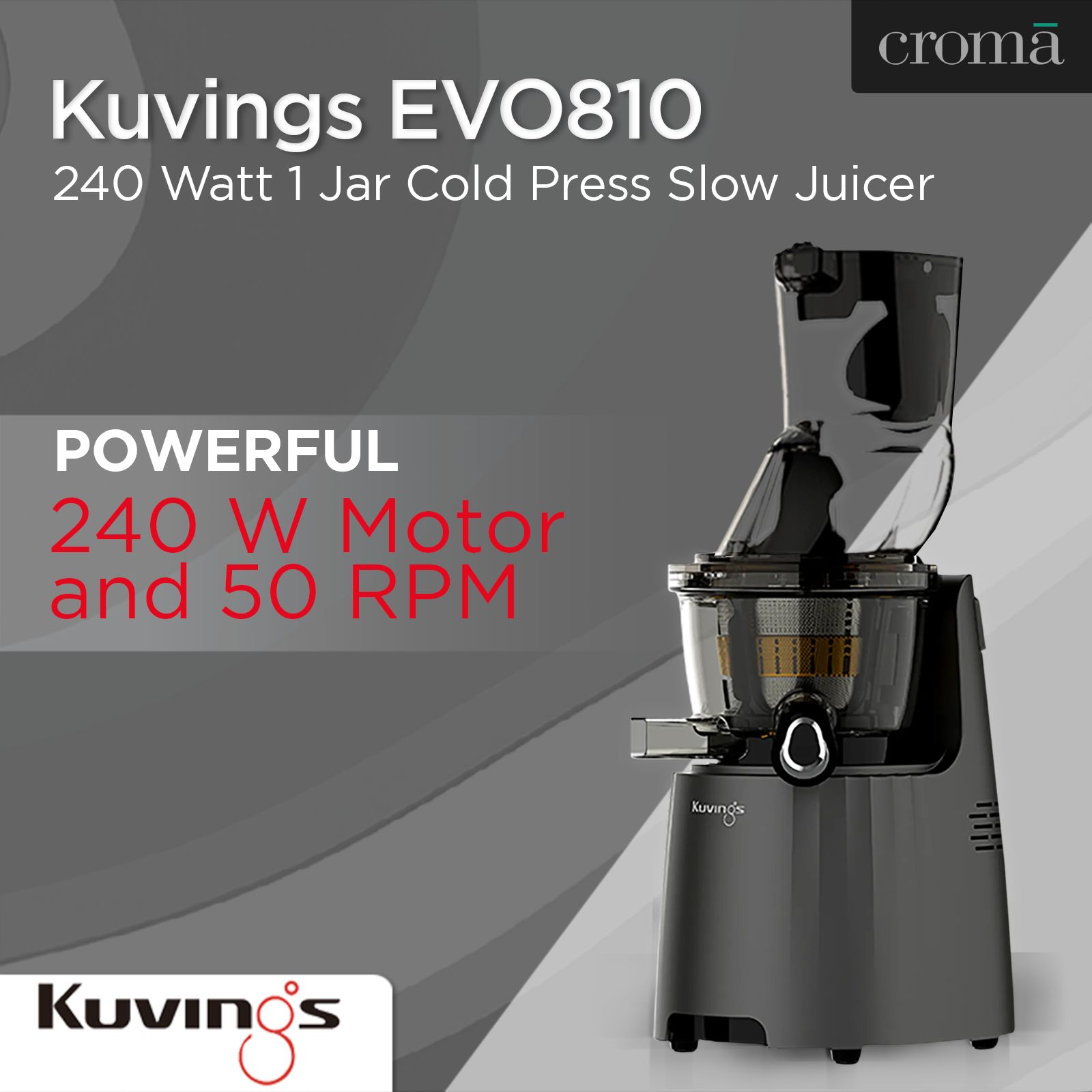 Buy Kuvings EVO810 240 Watt 1 Jar Cold Press Slow Juicer (50 RPM